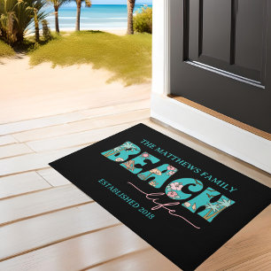 Felpudo Nombre personalizado de la vida de la playa del re