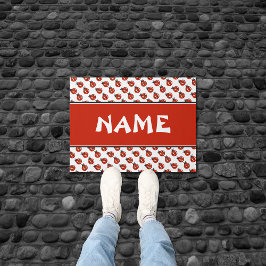 Felpudo Nombre personalizado del patrón de lápiz blanco y 