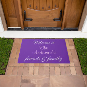 Felpudo Nombre personalizado Doormats de bienvenida púrpur