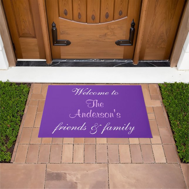 Felpudo Nombre personalizado Doormats de bienvenida púrpur (Exterior)