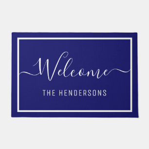 Felpudo Nombre personalizado Elegante Script bienvenida Na