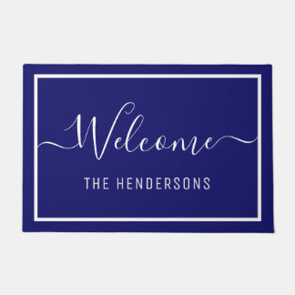 Felpudo Nombre personalizado Elegante Script bienvenida Na