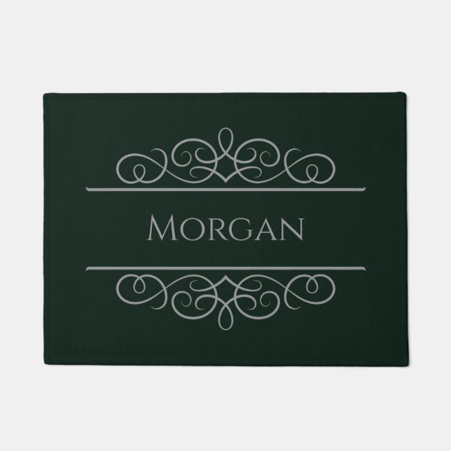 Felpudo Nombre Personalizado elegante verde Doormat | Edit (Anverso)