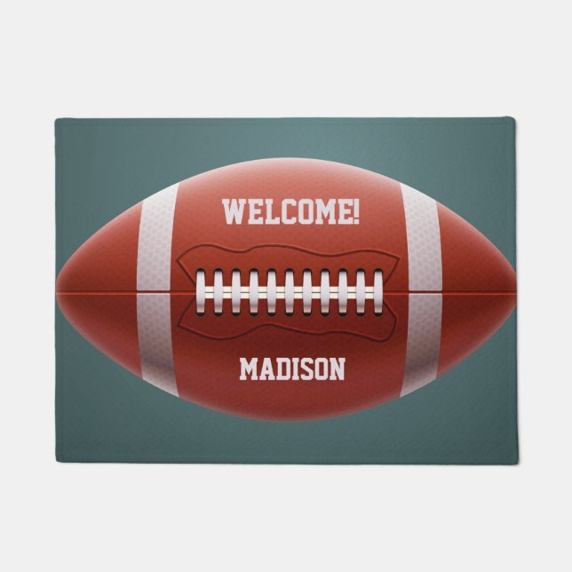 Felpudo Nombre personalizado esteras de las puertas de fút (Anverso)