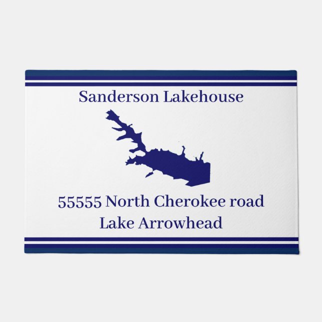 Felpudo Nombre Personalizado Lago Arrowhead Mapa de la Mar (Anverso)
