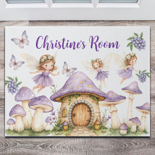 Felpudo Nombre personalizado Magic Fairies Purple Garden