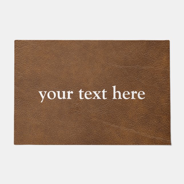 FELPUDO NOMBRE PERSONALIZADO MODERNO DE CUERO MARRÓN (Anverso)