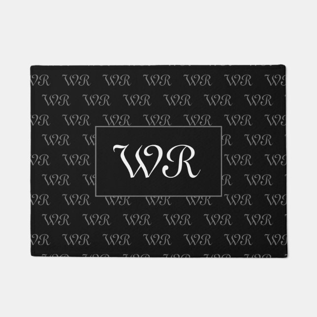 Felpudo Nombre personalizado monograma elegante bienvenida (Anverso)