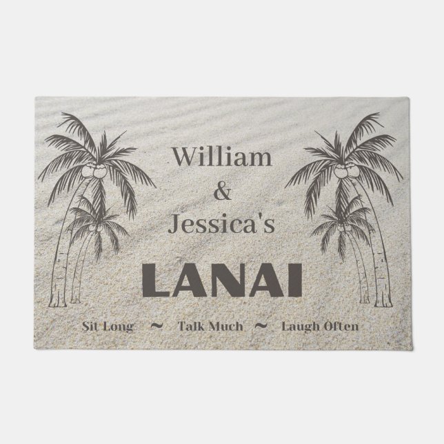 Felpudo Nombre personalizado Personalizado Lanai Tropical  (Anverso)