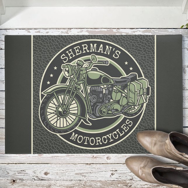 Felpudo NOMBRE personalizado Retro motociclista militar (Subido por el creador)