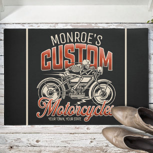 Felpudo NOMBRE personalizado Skeleton Motorcycle Shop