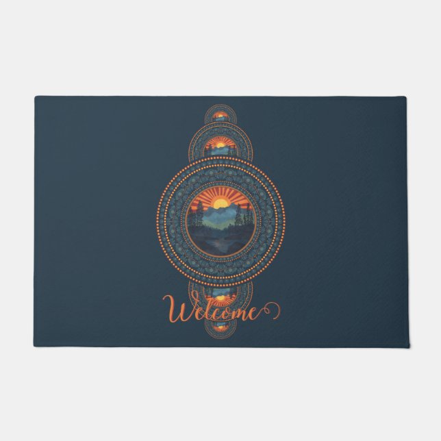 Felpudo Nombre personalizado Vintage Wilderness Ornamental (Anverso)