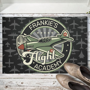 Felpudo NOMBRE personalizado WII Retro avión militar de gu
