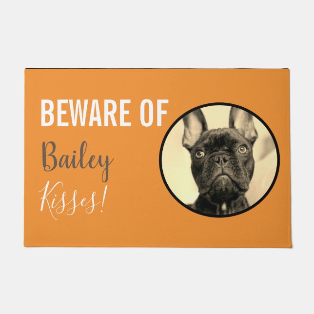 Felpudo Nombre personalizado y Perro fotográfico (Anverso)