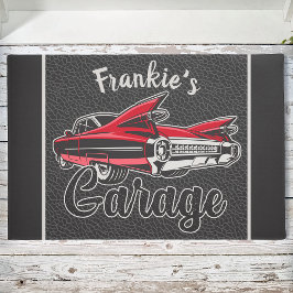 Felpudo NOMBRE Retro Red Caddy Vintage Classic Car Garaje