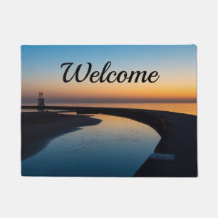 Felpudo North Chicago Lighthouse Dawn Welcome Doormat
