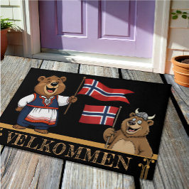 Felpudo Noruega Velkommen Mat, oso Viking, bandera noruega