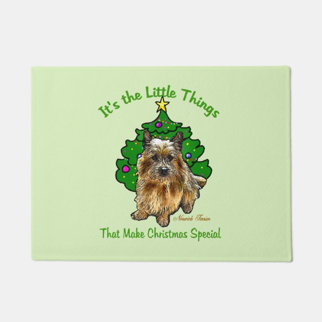 Felpudo Norwich Terrier Ama el Ornamento de Navidad (Anverso)