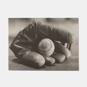 Felpudo Nostalgia del béisbol - Mitt y Béisbol