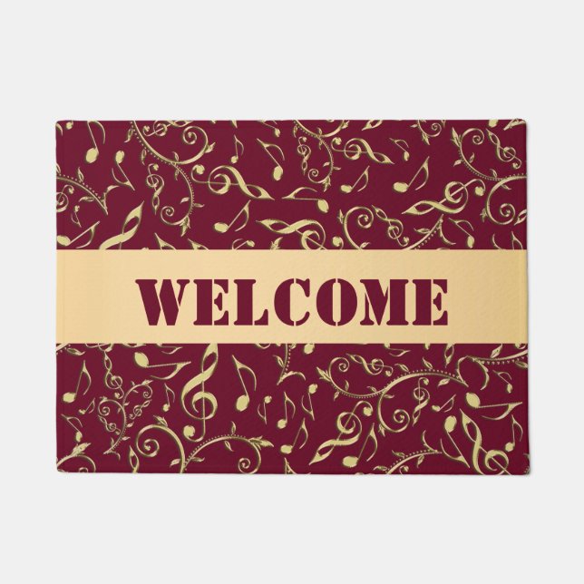 Felpudo Notas de la música del oro con la estera de puerta (Anverso)