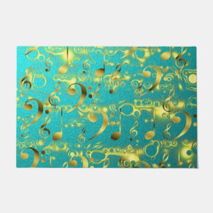 Felpudo notas musicales doradas en menta