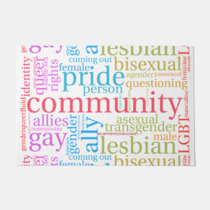 Felpudo nube de palabras de la comunidad arcoíris LGBTQ+ d