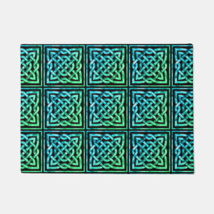 Felpudo Nudo Celta - Cubierta verde azul cuadrada