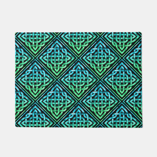 Felpudo Nudo Celta - Verde Azul Diamante (Anverso)