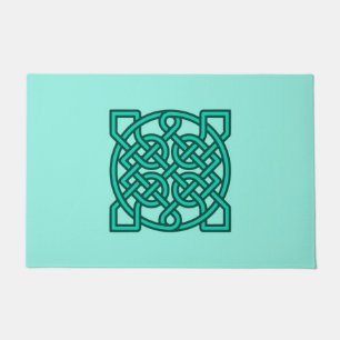 Felpudo Nudo de marinero celta, turquesa, aqua y Verde azu