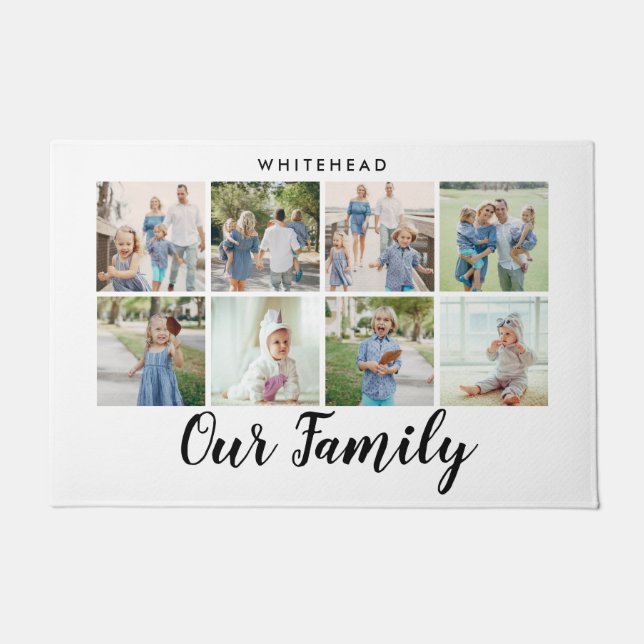 Felpudo Nuestro Collage de fotos familiar moderno (Anverso)