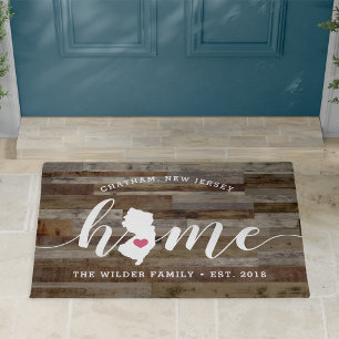 Felpudo Nueva Jersey Home State Personalizada Wood Look