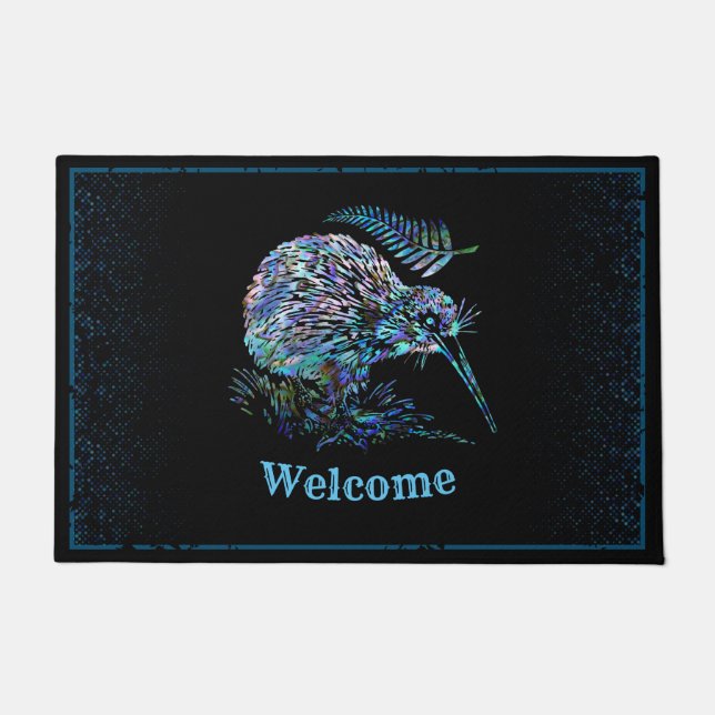 FELPUDO NUEVA ZELANDIA KIWI Y FERN PAUA DOORMAT (Anverso)