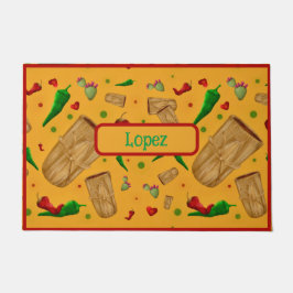 Felpudo Nuevo México Chile rojo y verde Tamales Zia Nopale