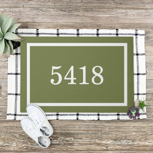 Felpudo Número de dirección personalizada Olive Green