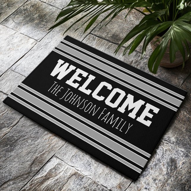 Felpudo Número de nombre personalizado de Jersey de Black  (Custom Welcome Doormat)