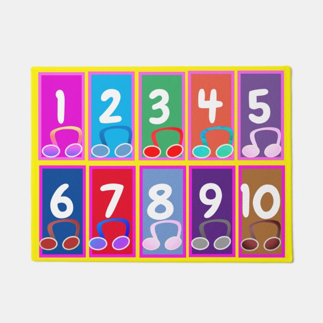 Felpudo Números de matemáticas tempranas de 1 a 10 puertas (Anverso)