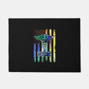 Felpudo Nurse Gift Enfermera Bandera Americana