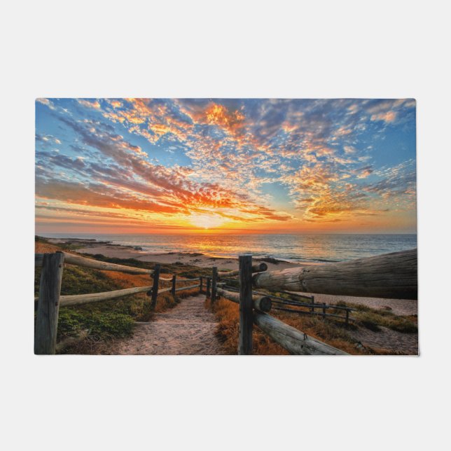 Felpudo Ocean Beach View Tropical Sunset Paradise Dream (Anverso)