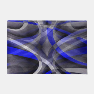 Felpudo Ochenta Groovy Azul Real y Gris Línea Arqueada Pa