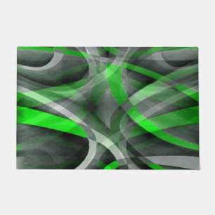 Felpudo Ochenteros Retro Neon Verde y Gris Línea Curva Pat