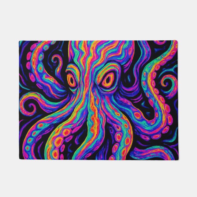 Felpudo Octopus trippy colorido (Anverso)