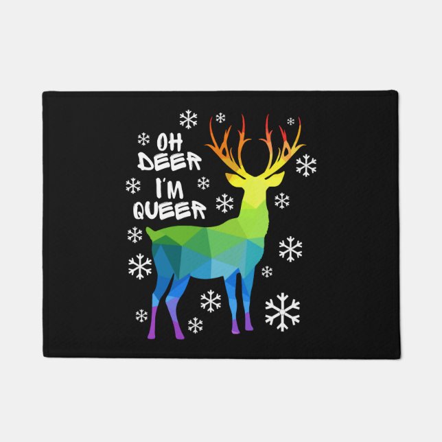 Felpudo Oh Deer, Soy Navidades Lesbianas Gays De Lgbt. (Anverso)
