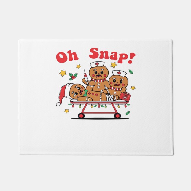 Felpudo Oh Snap Gingerbread School Navidades de Enfermería (Anverso)