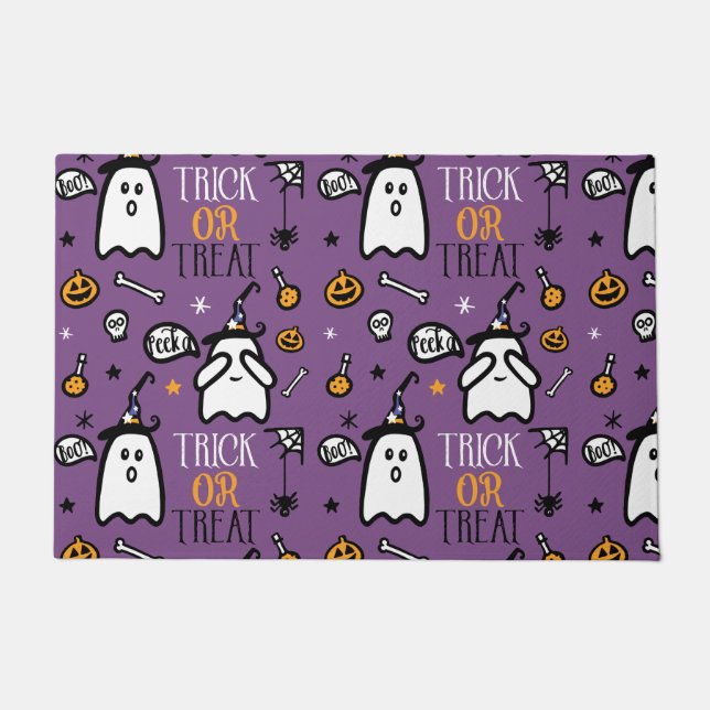 Felpudo ¡Ojeada del truco o de la invitación un abucheo! (Anverso)