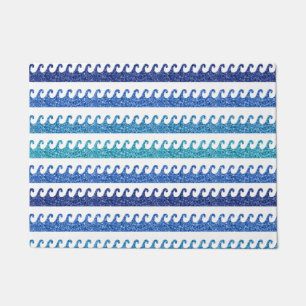 Felpudo Olas de océano azul brillante surfista playa surf