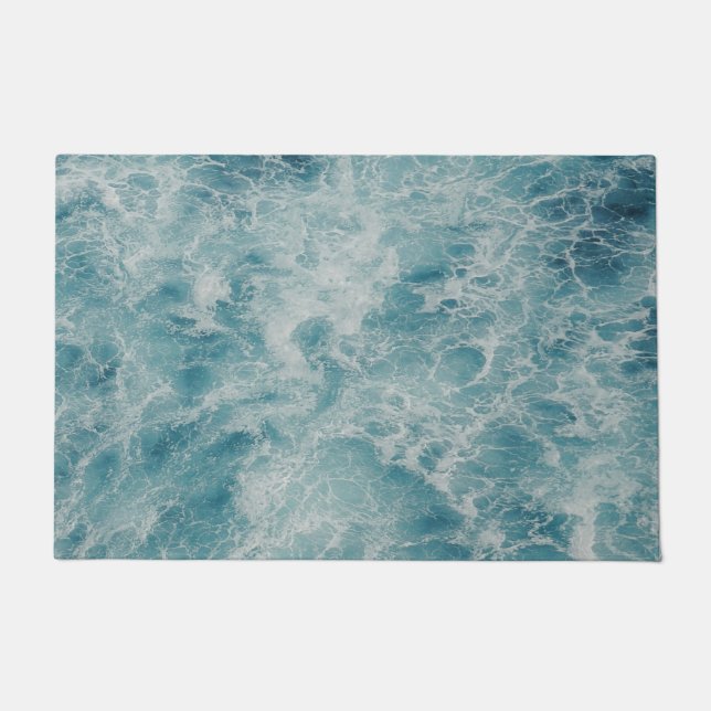 Felpudo Olas de playa de verano del océano azul (Anverso)
