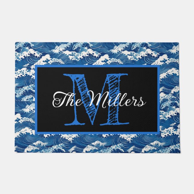 Felpudo Olas oceánicas de doormat personalizadas (Anverso)