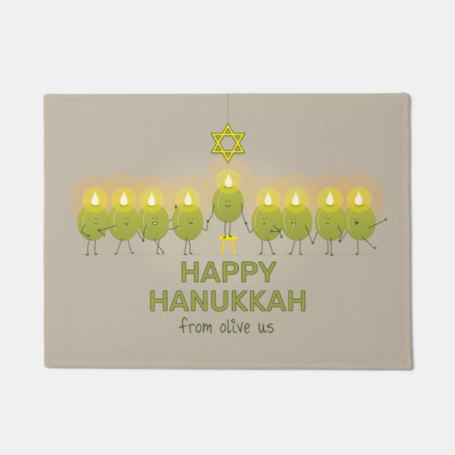 Felpudo Olive Hanukkah Menorah (Anverso)