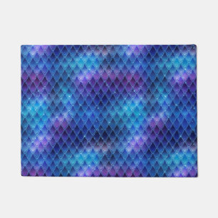 Felpudo Ombre Azul Brillante y Escamas de Dragón con Brill