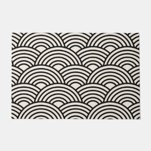 Felpudo Onda Japonesa Seigaiha Blanco Negro Y Crema